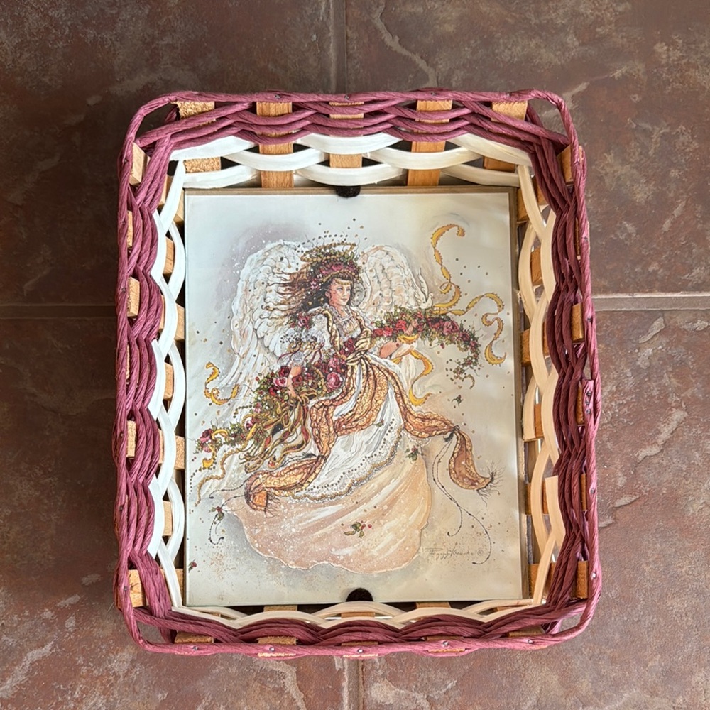 Decorative Basket with Angel Artwork